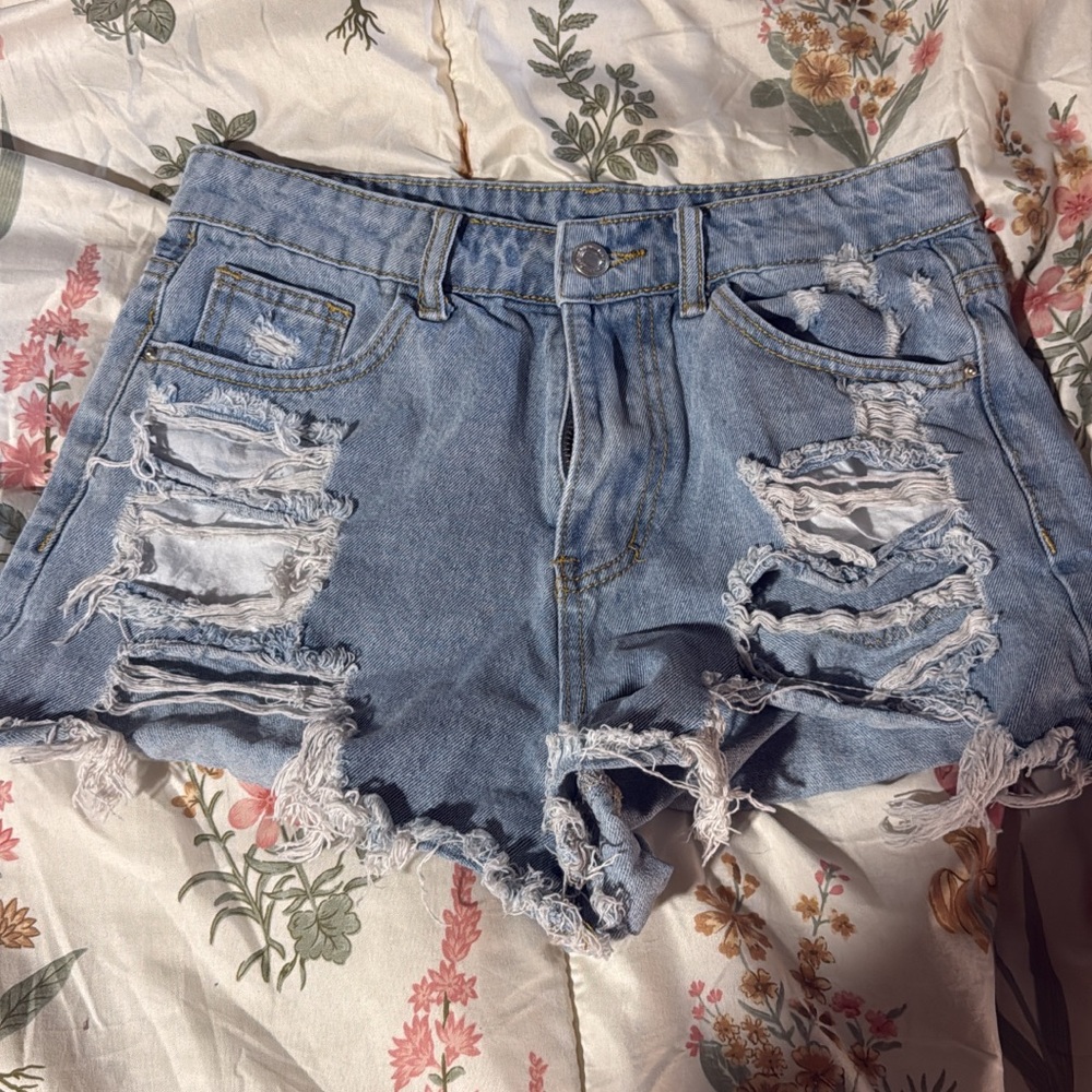 Distressed Denim Shorts